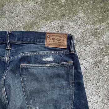 JEANS DE DENIM DESGASTADOS Y REPARADOS CON ORILLO DE POLO RALPH LAUREN