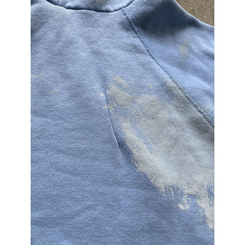 1980s PAINT SPLATTERED CROPPED BABY BLUE RAGLAN HOODIE