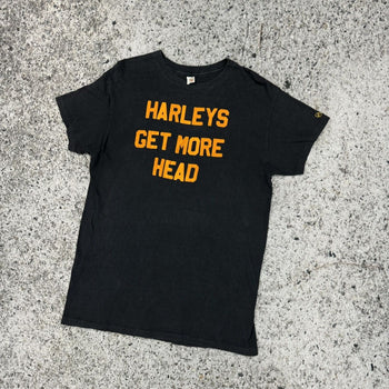 1970s HARLEY'S GET MORE HEAD FLOCK PRINT TEE