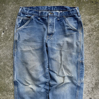 1990s THRASHED FADED MADE IN USA WORKWEAR CARPENTER DENIM JEANS