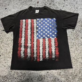 1990s Thrashed Faded American Flag Tee
