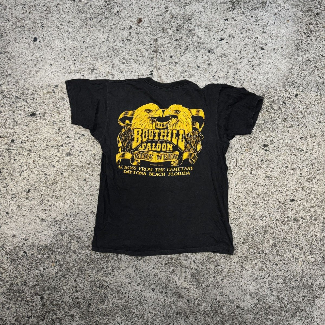 1980年代のフェイド ブートヒル サルーン ペーパーシン Tシャツ