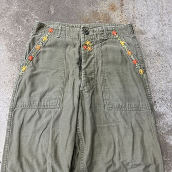 1980s OG 107 REWORKED STITCHED EMBROIDERED CANVAS PANTS