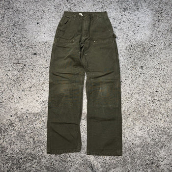 2000s CARHARTT FADED DOUBLE KNEE B136 MOSS MADE IN USA PANTS