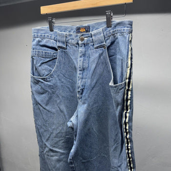 1990s Y2K Baggy Wide Leg Striped Denim Jeans