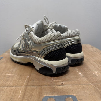 Chanel Fabricated & Laminated Silver White CC Runner