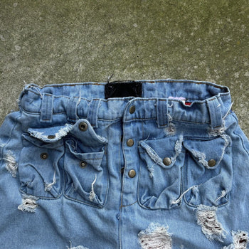 DASYORI DIRTY PUNK THRASHED DOUBLE LAYER BAGGY DENIM JEANS