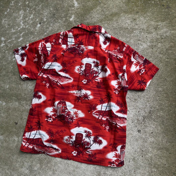 60s 70s ALOHA TIKI MADE IN HAWAII RED SHIRT