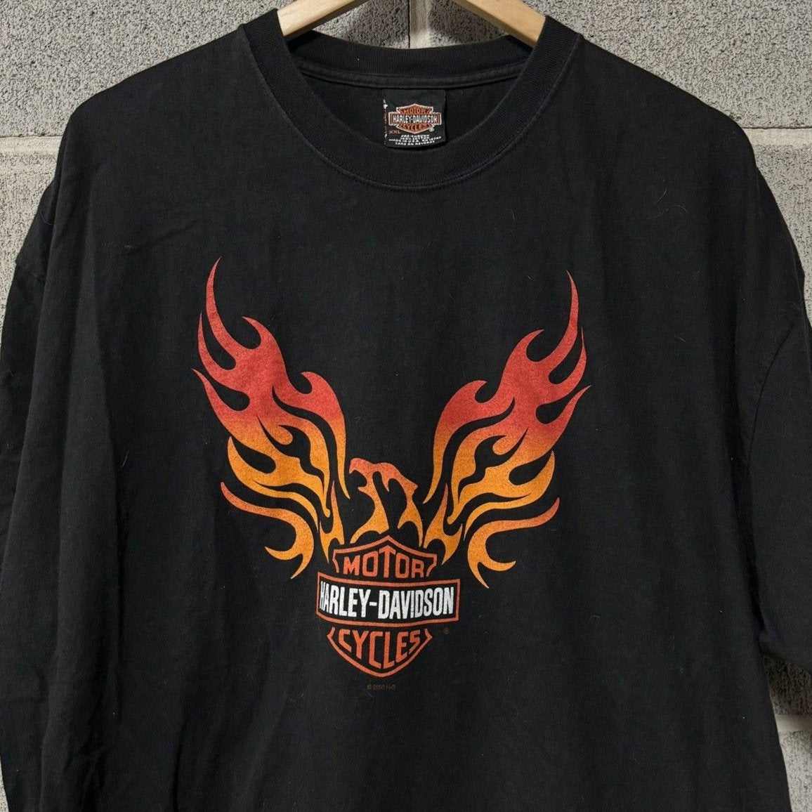 2000S HARLEY DAVIDSON FLAME EAGLE LOGO TEE