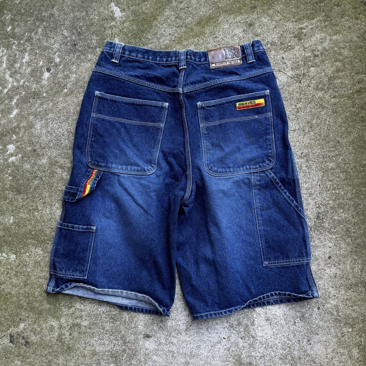 2000S Y2K BROOKLYN EXPRESS FADED DENIM JEAN SHORTS JORTS