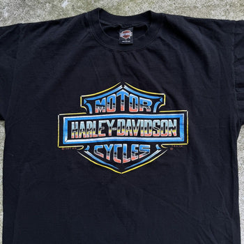 1990s HARLEY DAVIDSON CHROME BIG LOGO TEE OVERSIZED