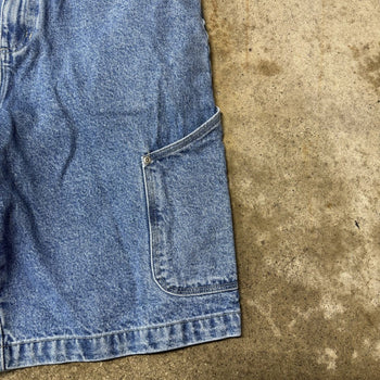 2000s Y2K MIC CHECK BAGGY FADED DENIM SHORTS