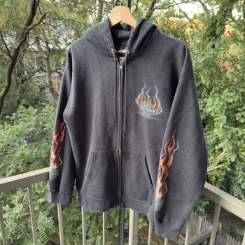 2000s Harley Davidson Faded Flame Lightning Zip Up Hoodie