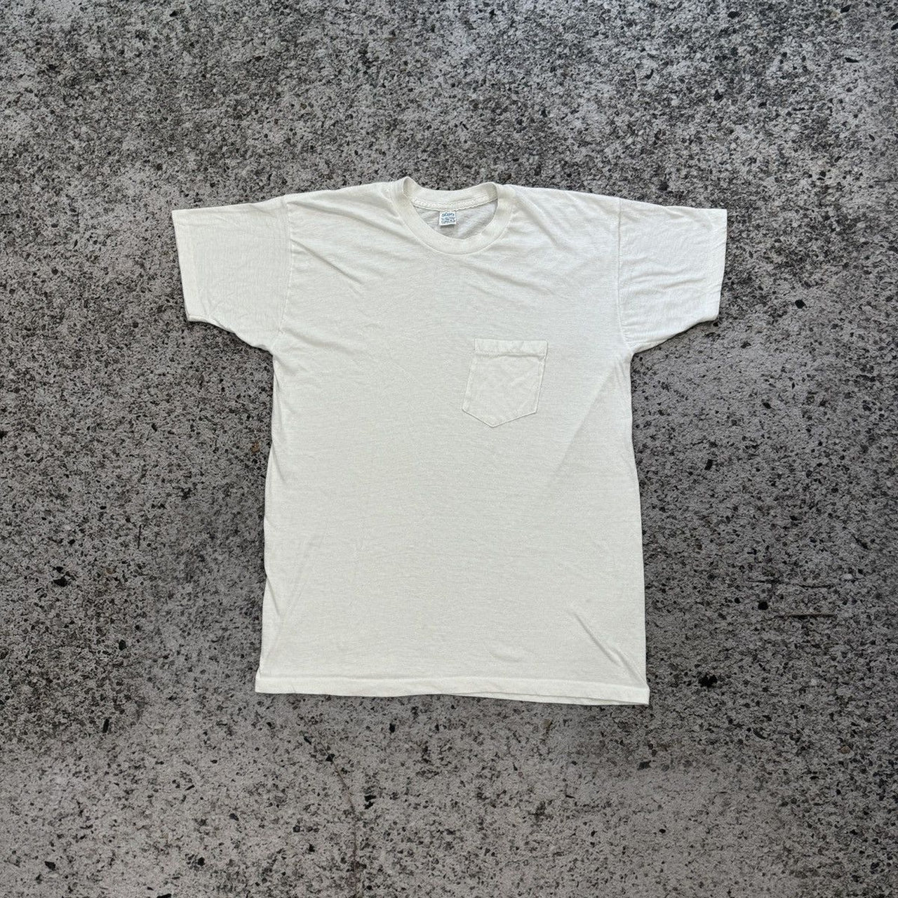 1960s Paper Thin White Blank Pocket Tee