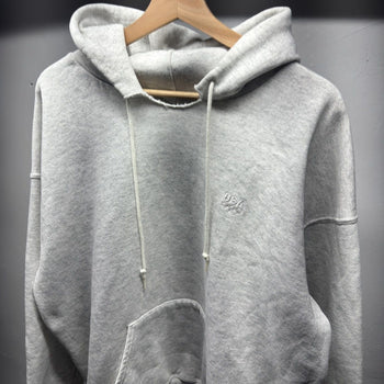 1990s Faded Blank Grey Distressed Cut Hoodie