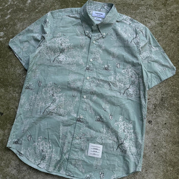 THOM BROWN GREEN COTTON POPLIN TOILE SHIRT