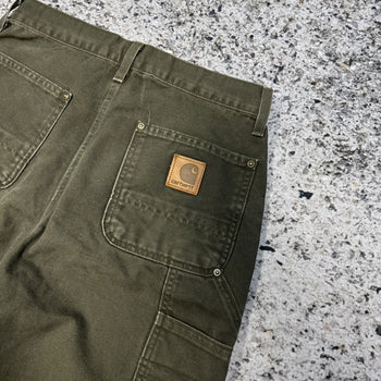 2000s CARHARTT FADED DOUBLE KNEE B136 MOSS MADE IN USA PANTS