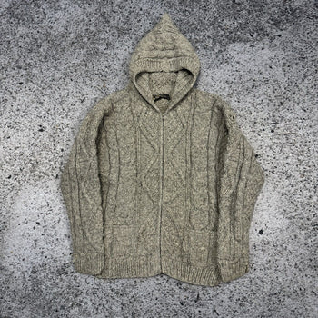 Sudadera con capucha y cremallera de punto trenzado de lana de los años 90