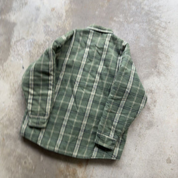 2000S GREEN QUILTED LINED PLAID SKATER GRUNGE FLANNEL