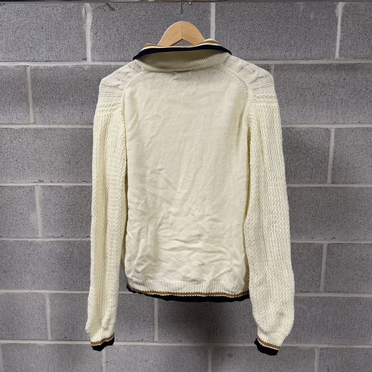 1960s Acrylic Cable Knit Golf Zip Sweater