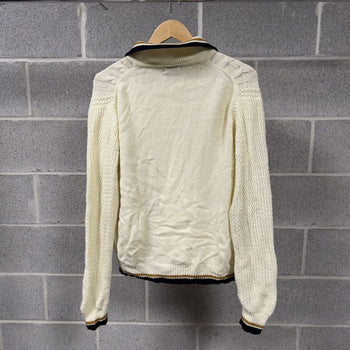 1960s Acrylic Cable Knit Golf Zip Sweater