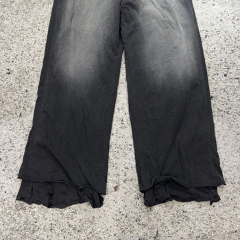Vetements SS23 Runway Washed Black Double Layer Baggy Wide Leg Sweatpants
