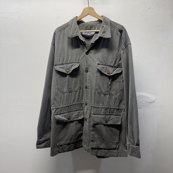 Vintage 1990s Faded Grey Cotton Twill Utility Parka Jacket