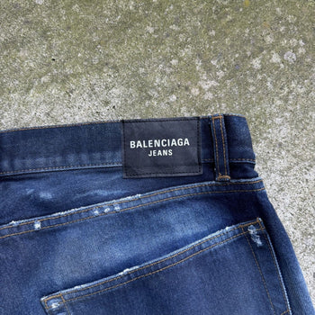 BALENCIAGA FW22 DIRTY BLUE WASH STRAIGHT FIT DENIM JEANS