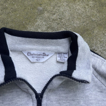 1990s DIOR MONSIEUR RAGLAN ZIP UP SWEATSHIRT GREY