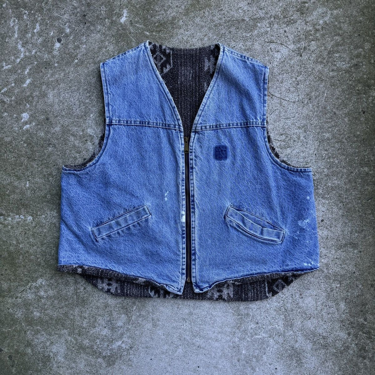 1990s CARHARTT AZTEC LINED DENIM VEST