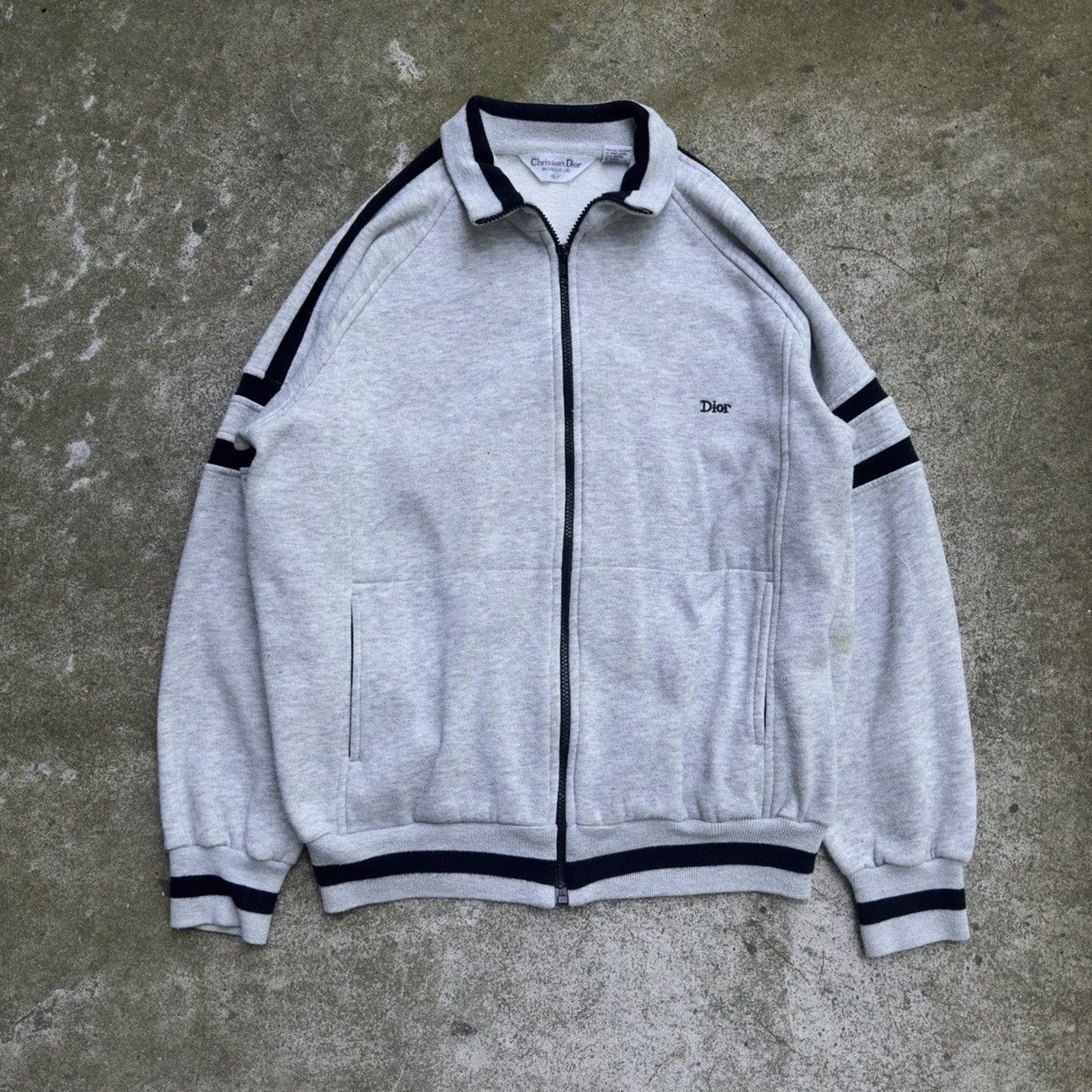 1990s DIOR MONSIEUR RAGLAN ZIP UP SWEATSHIRT GREY