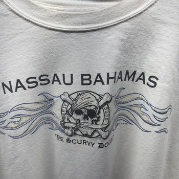 1990s Nassau Bahamas Skull Flame Longsleeve Tee Faded