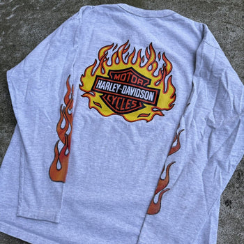 1990S HARLEY DAVIDSON CALIFORNIA FLAME LONGSLEEVE HENLEY TEE