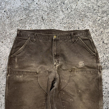 2000s Carhartt Brown Faded Thrashed Double Knee Pants