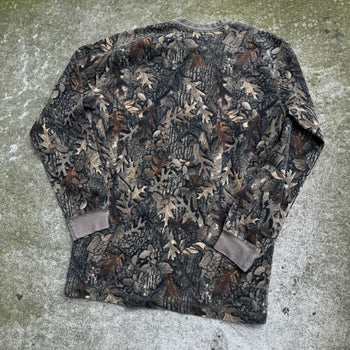 2000s CAMO THERMAL LONGSLEEVE HENLEY SHIRT