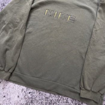 Sudadera Nike de cuello redondo extragrande con logotipo descolorido de los años 90
