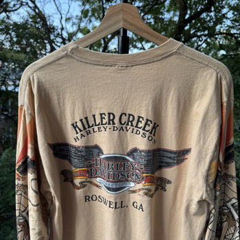 2000s Harley Davidson Tattoo Spiderweb Flame Longsleeve Tee