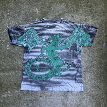 1990s DRAGON SKETCH FADED AOP TEE