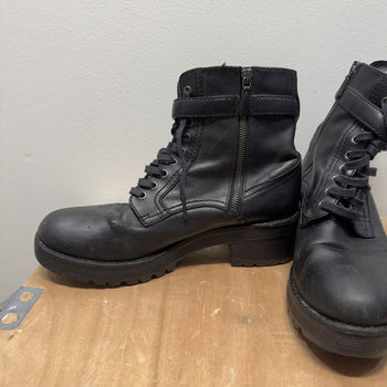 2000s Prada Sport Linea Rossa Leather Buckle Combat Boots Distressed
