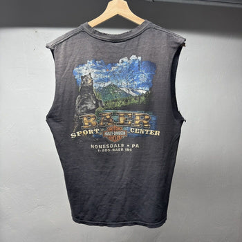 2010s Harley Davidson Thrashed Faded Distressed Cut Off Tee