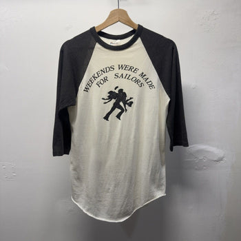 Vintage 1980s Made in USA Faded Distressed Sailor Raglan Tee