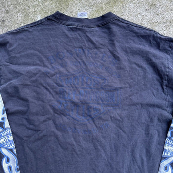 2000s HARLEY DAVIDSON FADED BLUE FLAME LONGSLEEVE TEE