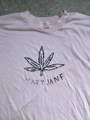 1980s MARY JANE MARIJUANA LEAF HAND DRAWN TEE