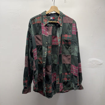 Vintage 1990s Tommy Hilfiger Patchwork Plaid Flannel Shirt