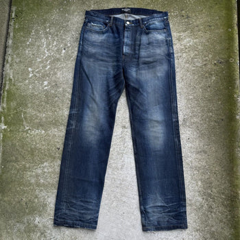 BALENCIAGA FW22 DIRTY BLUE WASH STRAIGHT FIT DENIM JEANS