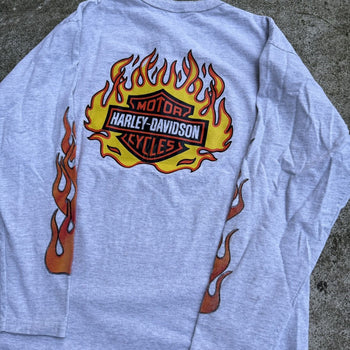 1990S HARLEY DAVIDSON CALIFORNIA FLAME LONGSLEEVE HENLEY TEE