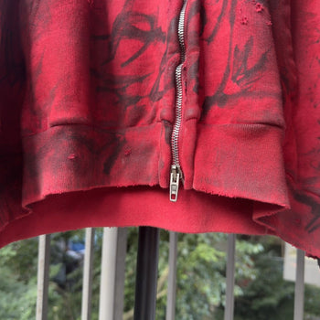 Balenciaga SS23 Mud Show Red Skater Zip Up Hoodie