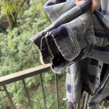 1990s Lee Thrashed Plaid Flannel Shirt Jacket