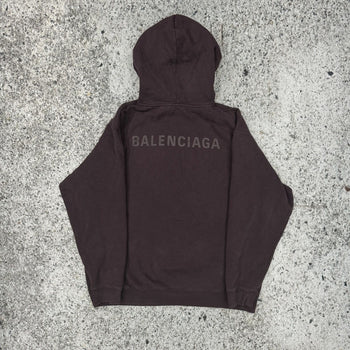 BALENCIAGA BURGUNDY LOGO PULLOVER HOODIE