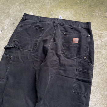 2000S CARHARTT THRASHED FADED BLACK DOUBLE KNEE PANTS